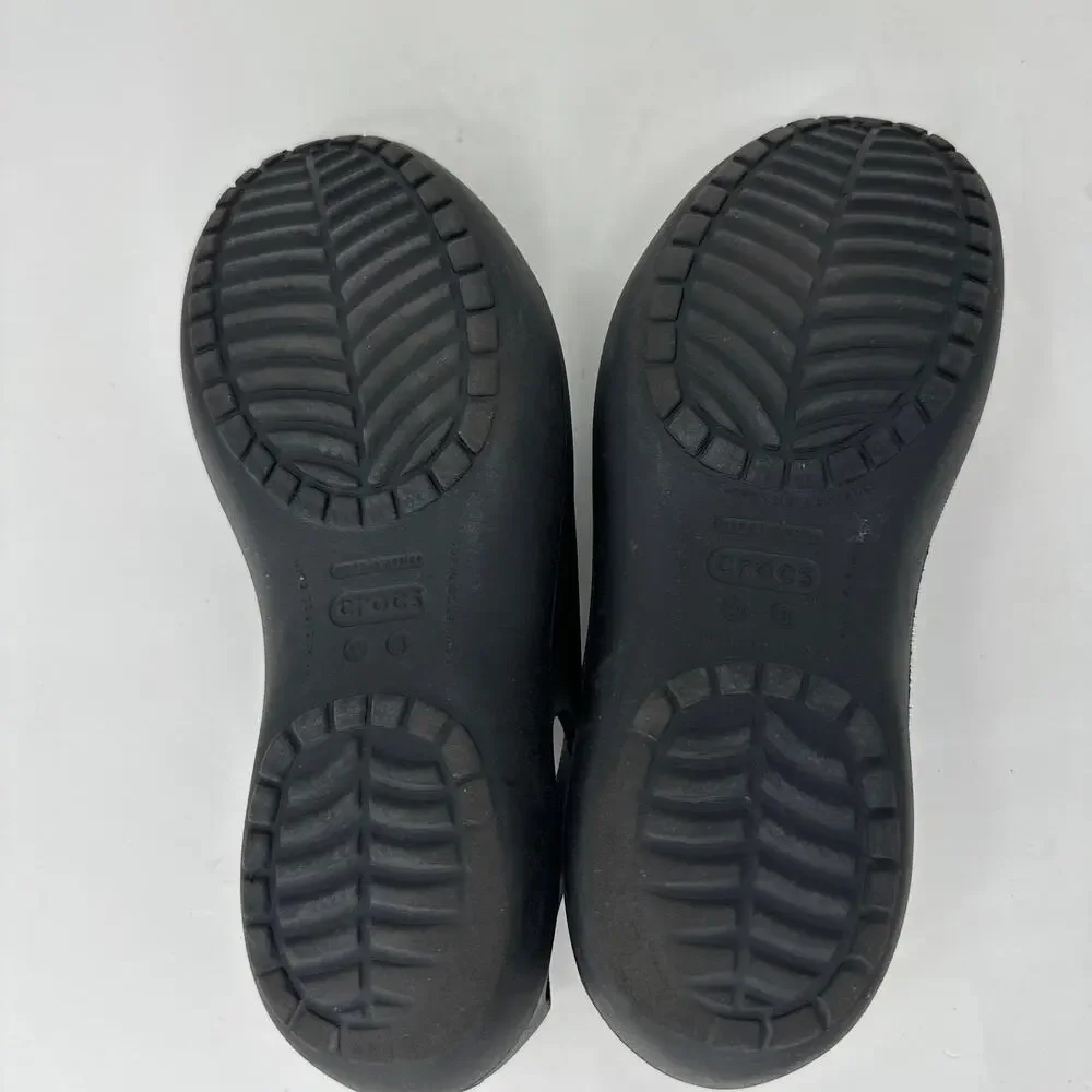 Crocs Kadee Shoes Ballet Flats Cutout Rounded Toe Slip On Black Womens Size 8‎
